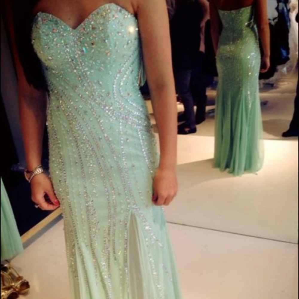 Strapless Aqua Formal Dress